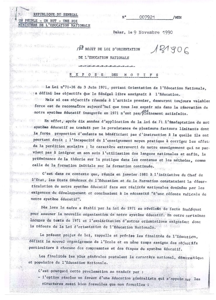 thumbnail of 1991 Portant loi d’Orientation de l’Éducation nationale.