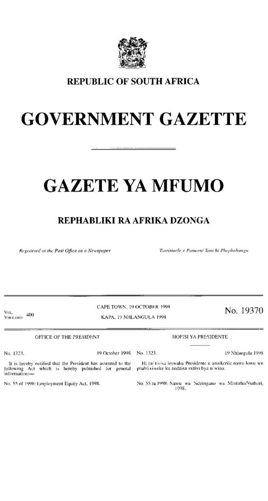 thumbnail of Act – Employment Equity 1998