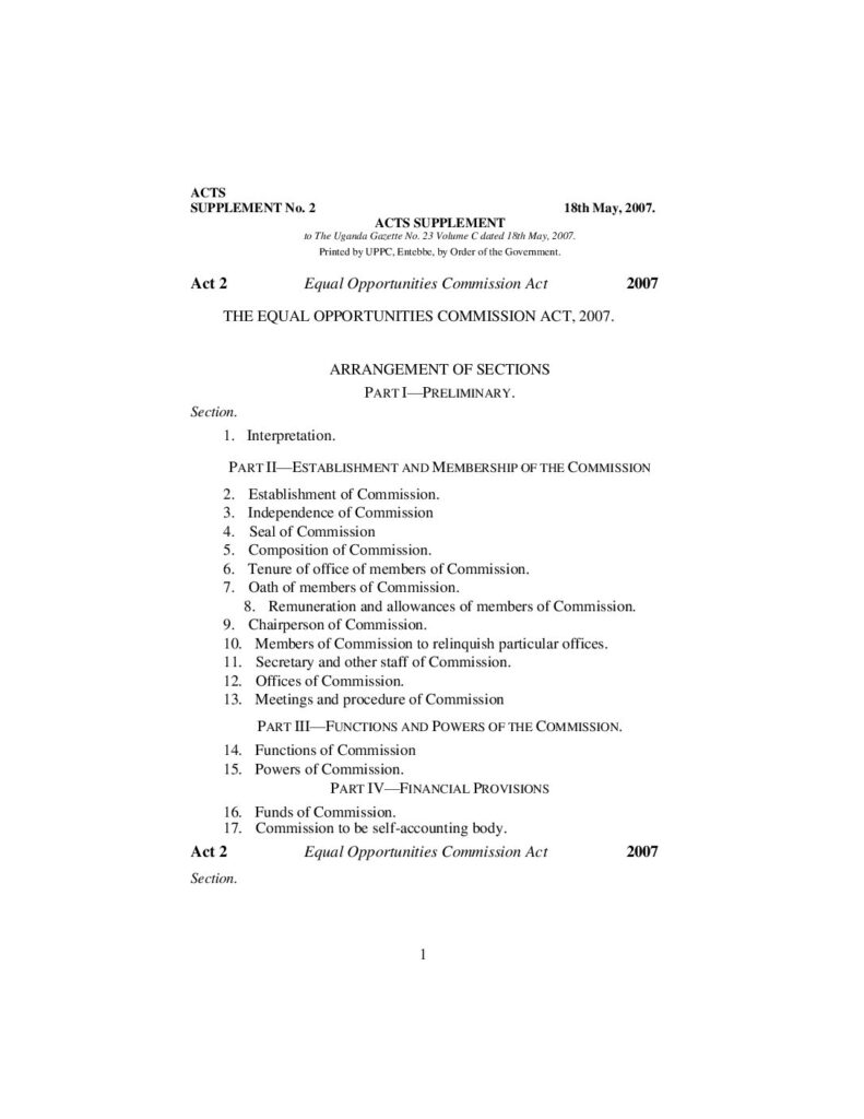 thumbnail of Equal Opportunities Commission Act, 2007