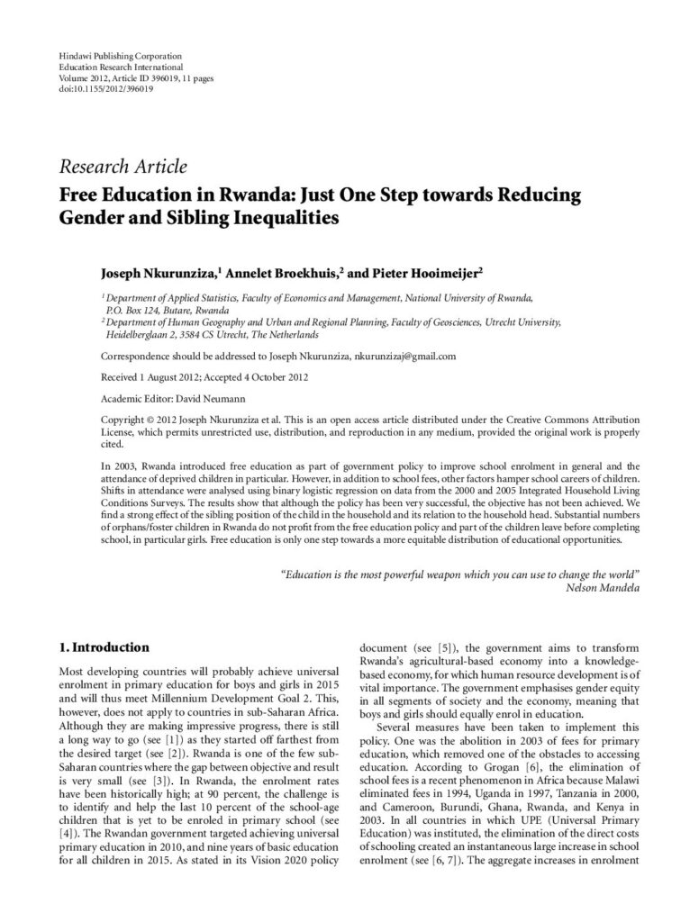 thumbnail of Free education in Rwanda Just one step towards reducing gender and sibling inequalities 2012