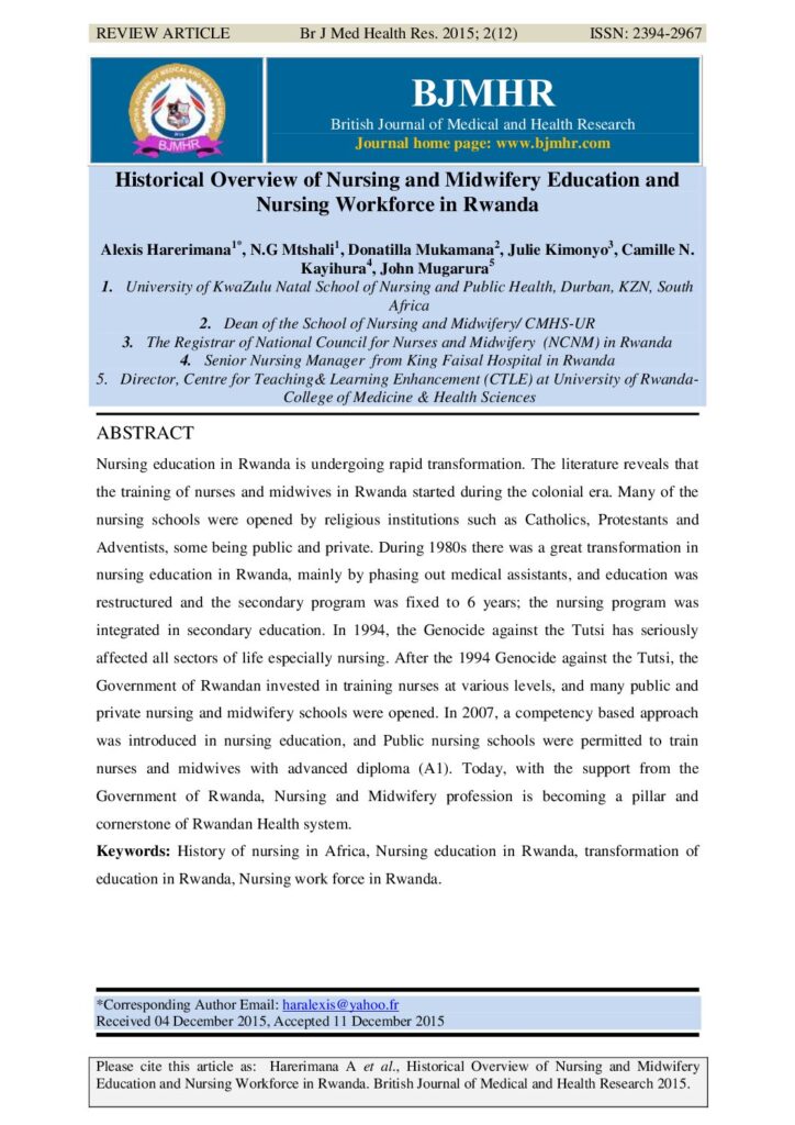 thumbnail of Historical Overview of Nursing and Midwifery Education and 2015