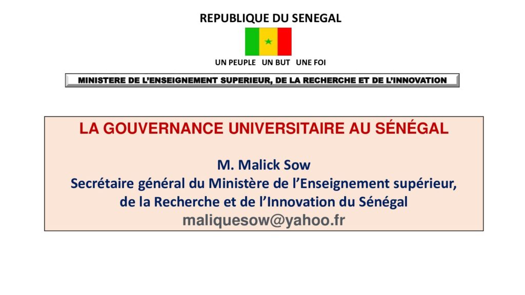 thumbnail of La gouvernance universitaire au Sénégal