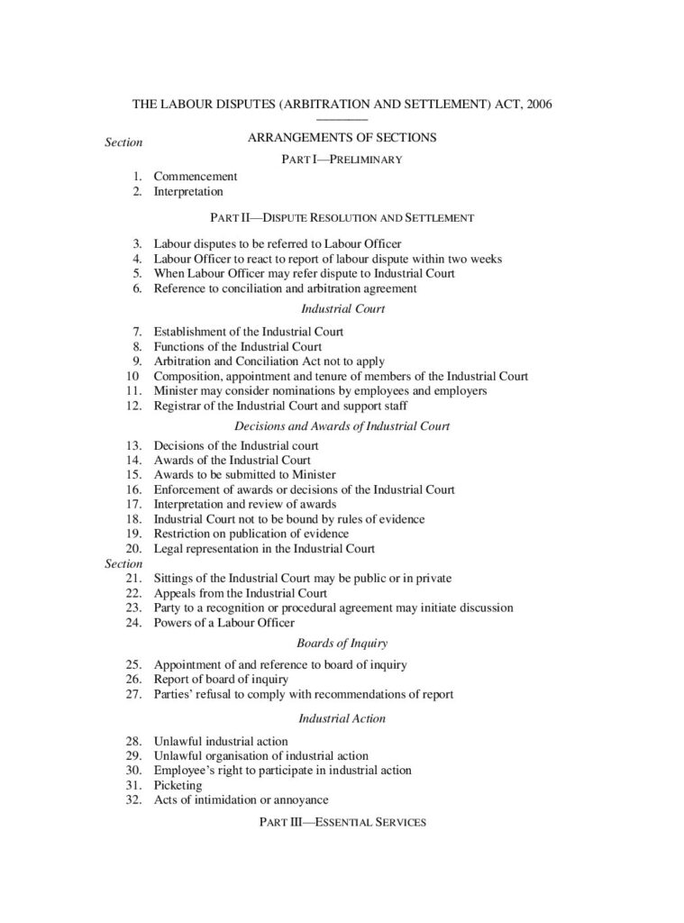 thumbnail of Labour Disputes Act 2006