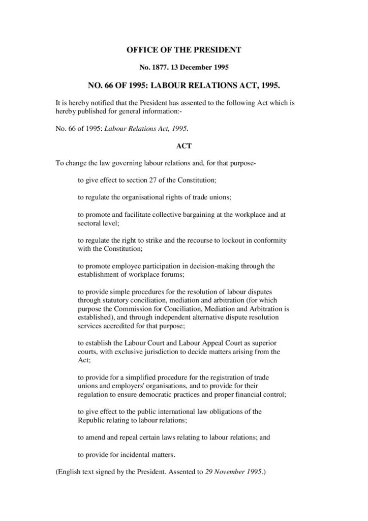 thumbnail of Labour Relations Act 66 of 1995