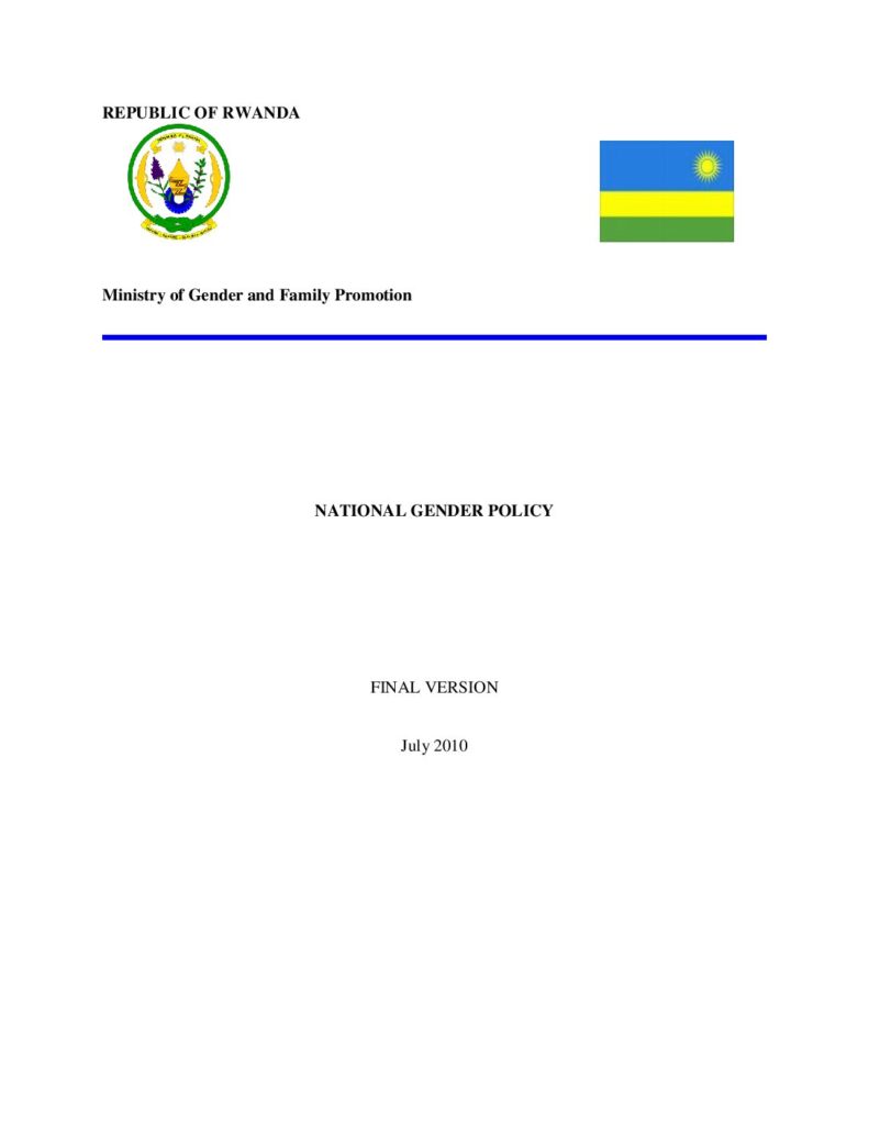 thumbnail of National Gender Policy July 2010