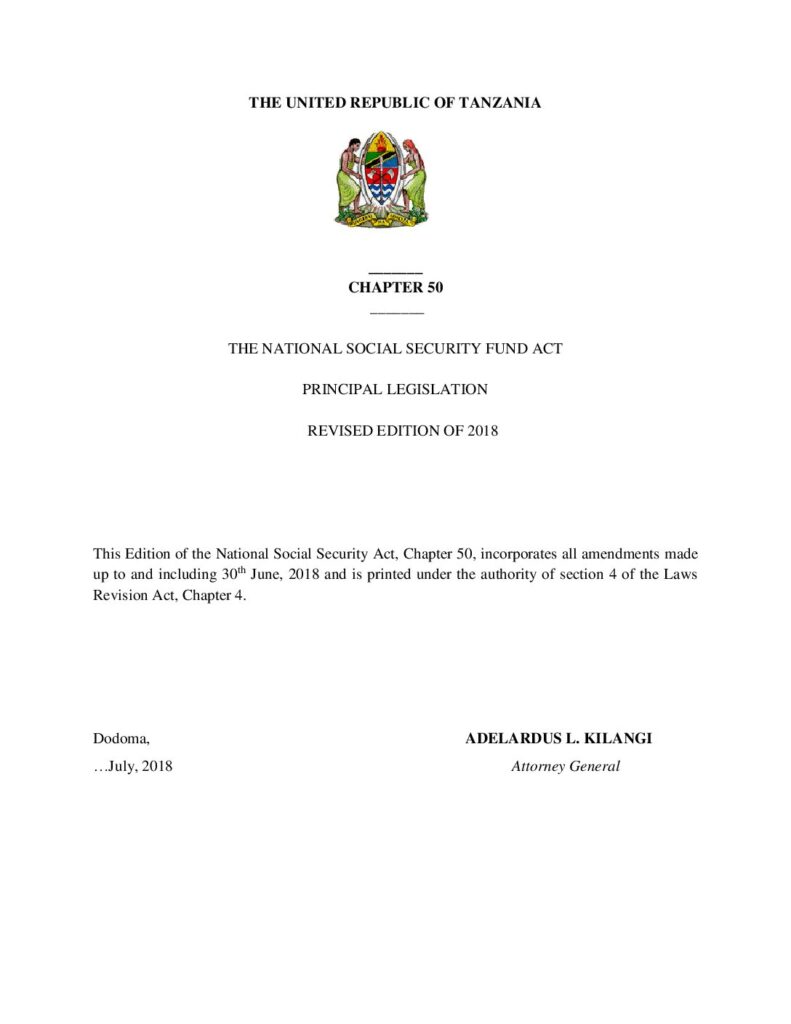 thumbnail of National Social Security Fund Act Tanzania