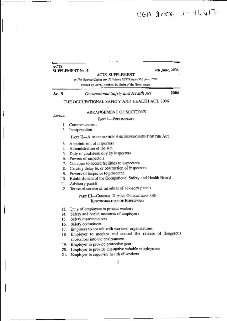 thumbnail of Occupational Safety and Health Act