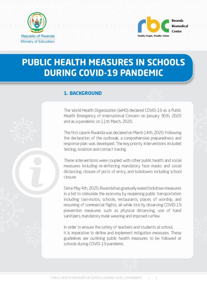 thumbnail of Public Health Guidelines in Rwandan Schools 2021