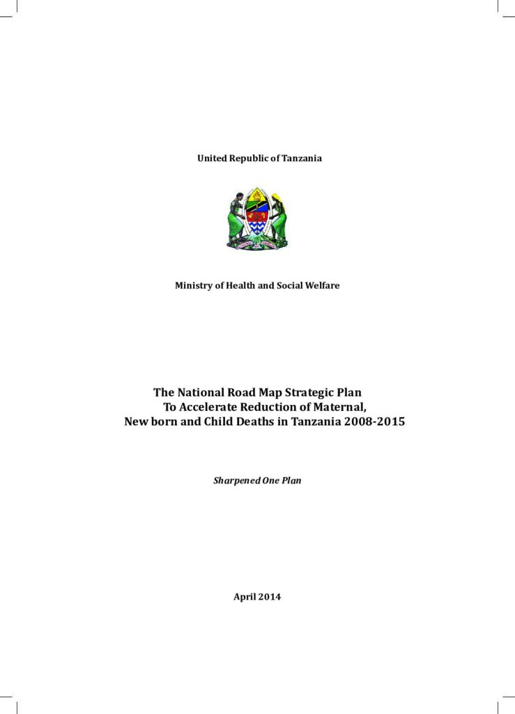 thumbnail of Roadmap to Reduce Maternal and Child Death Plan 2014 to 2015