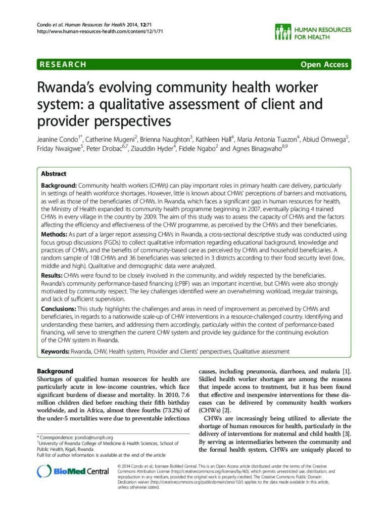 thumbnail of Rwandas evolving community health worker 2014