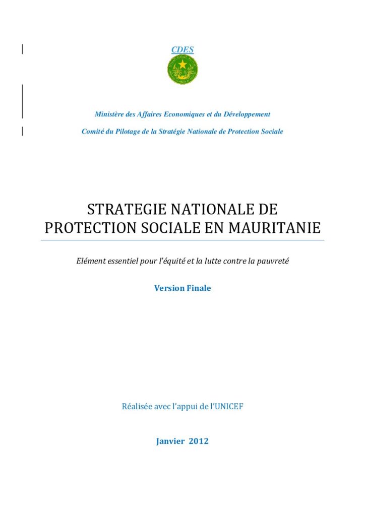 thumbnail of STRATEGIE NATIONALE DE PROTECTION SOCIALE EN MAURITANIE