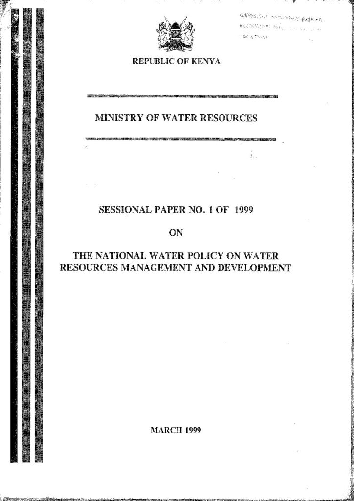 thumbnail of Sessional Paper No. 1 of 1999 on Natural Water Policy on Water Resources Management and Development