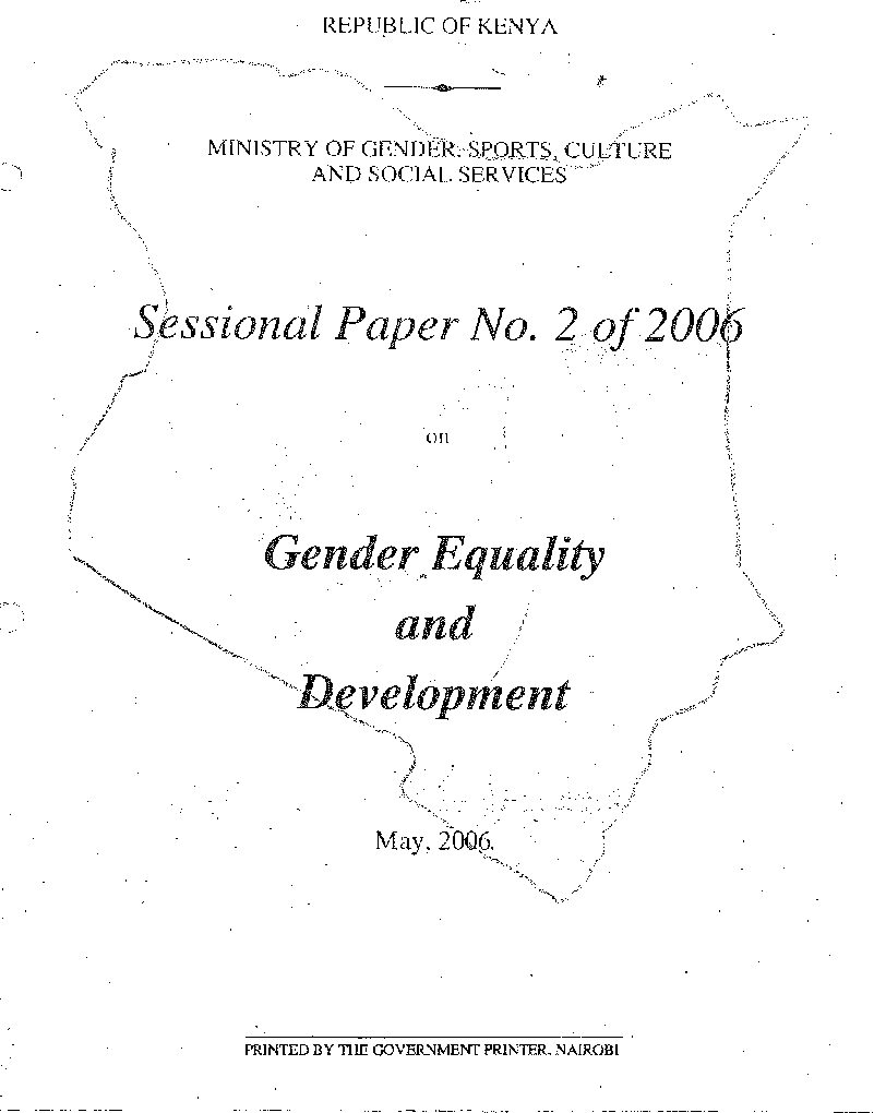 thumbnail of Sessional Paper No. 2 of 2006 Gender Equality and development