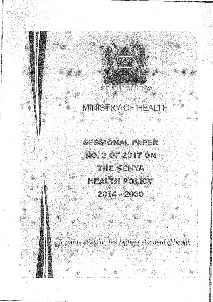 thumbnail of Sessional Paper no 2 of 2017 On Kenya Health Policy 2014-2030