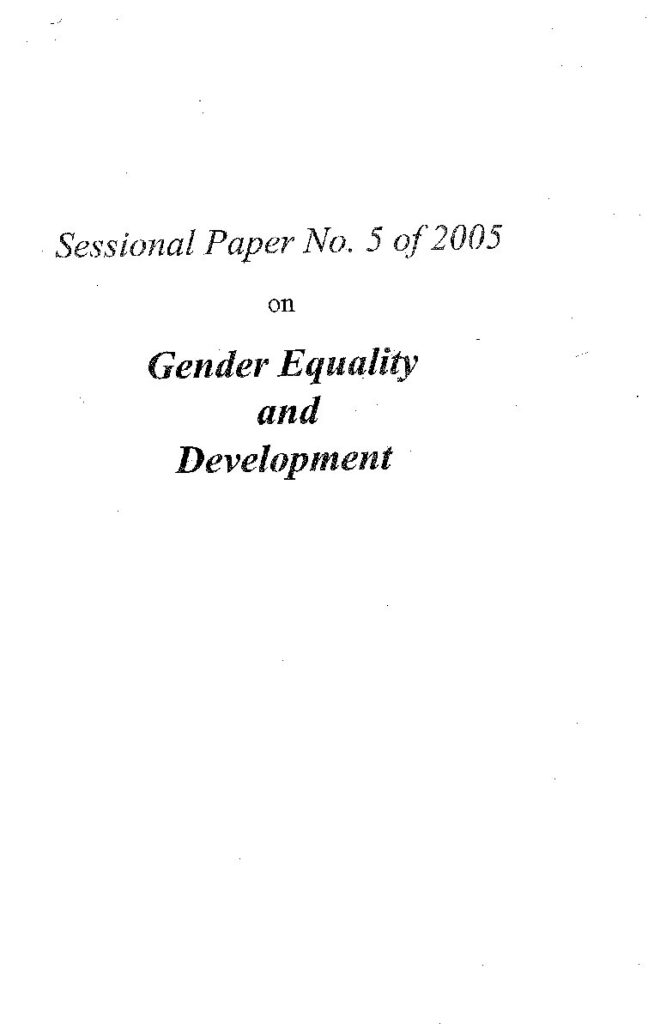 thumbnail of Sessional paper No. 5 of 2005 Gender Equality & Development