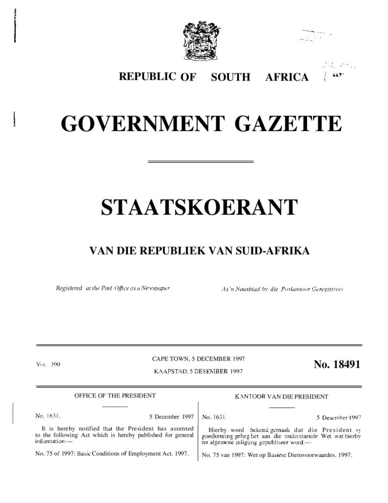 thumbnail of The Basic Condition of Employment Act (BCEA) of 1997 amended in 2002