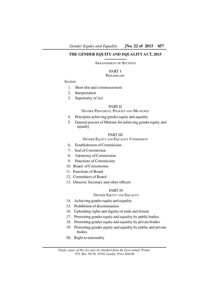 thumbnail of The Gender Equity and Equality Bill, 2015