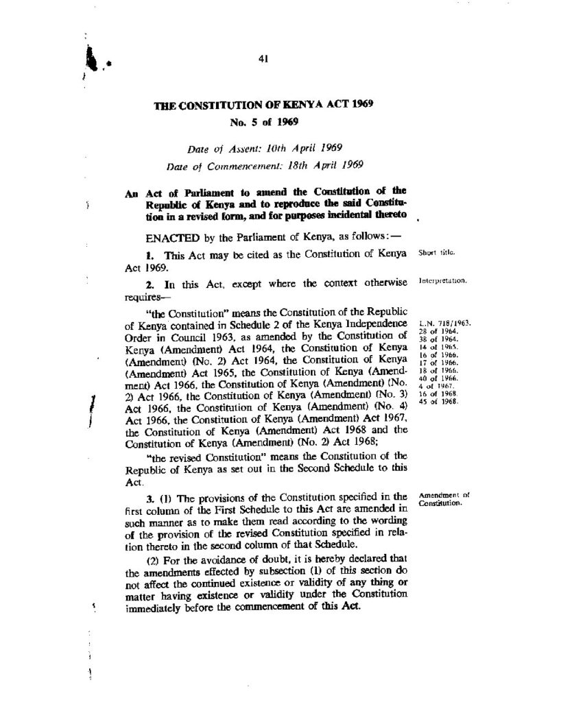 thumbnail of The Kenya Constitution – 1969