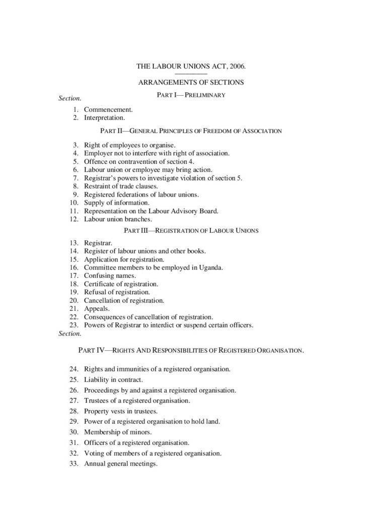 thumbnail of The LABOUR Union’s Act, 2006