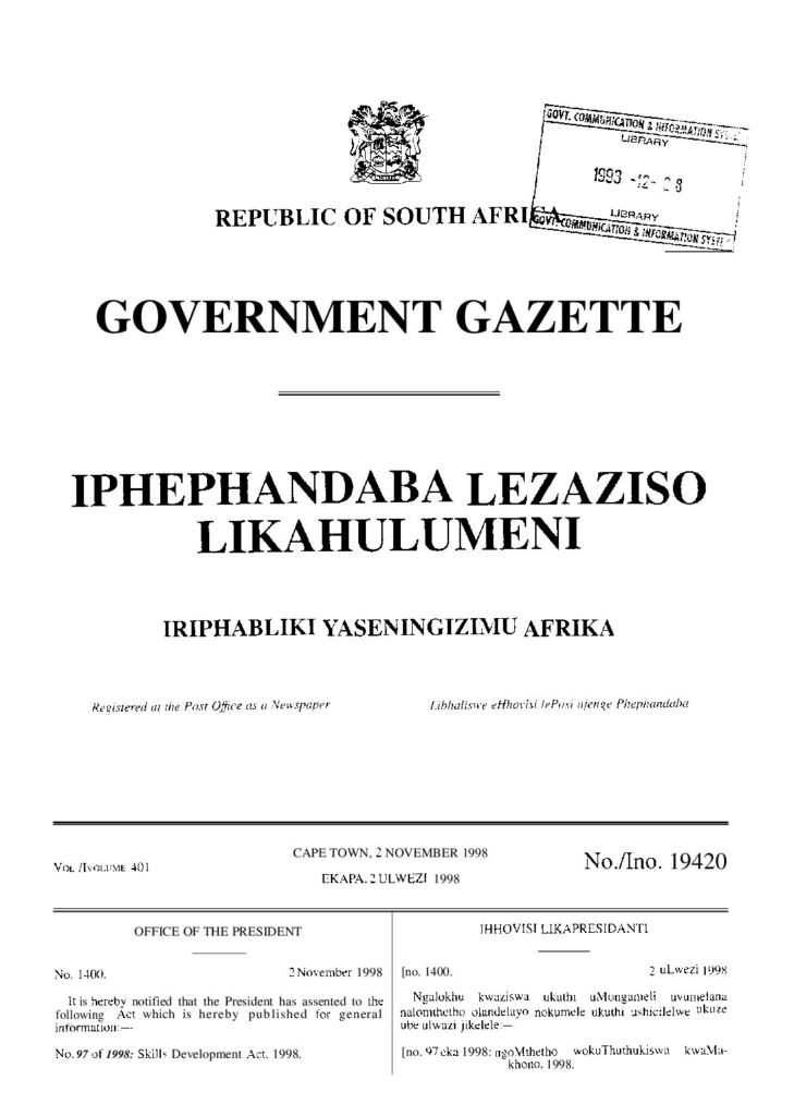 thumbnail of The Skills Development Act (SDA) of 1998