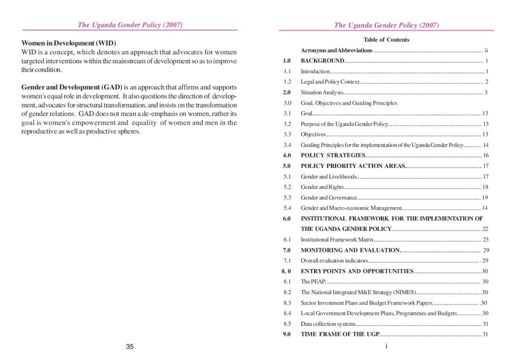 thumbnail of The Uganda Gender Policy 2007