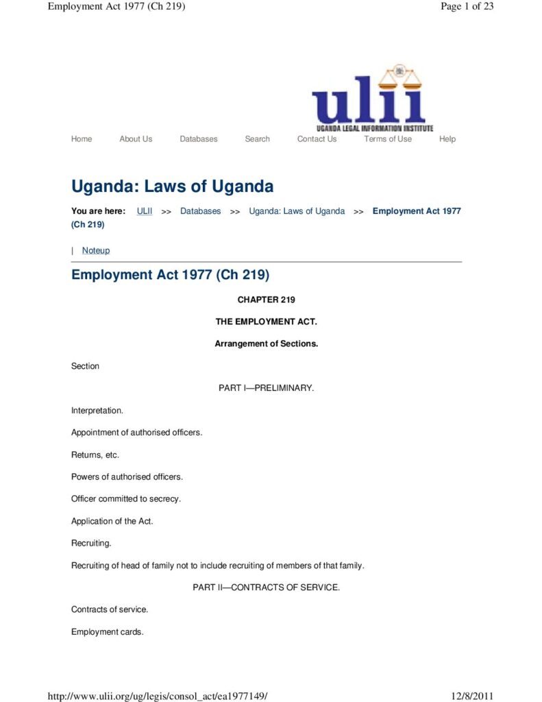 thumbnail of Uganda-Employment-Act-1977-Ch-219