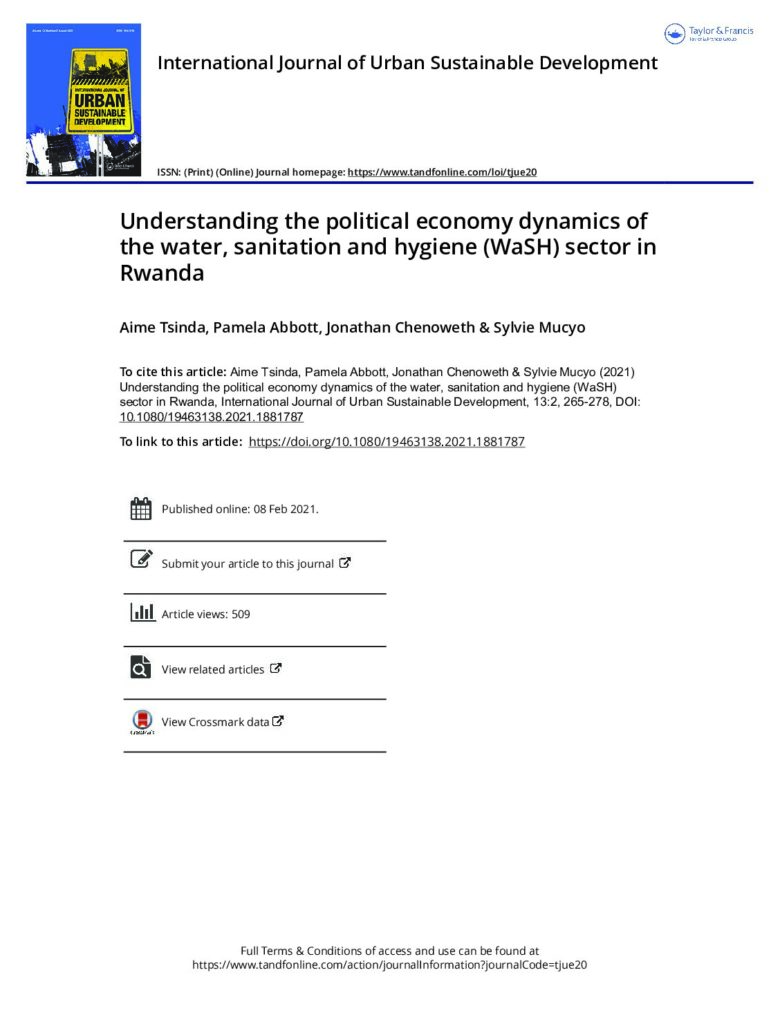 thumbnail of Understanding the political economy dynamics of the water sanitation and hygiene WaSH sector in Rwanda 2021