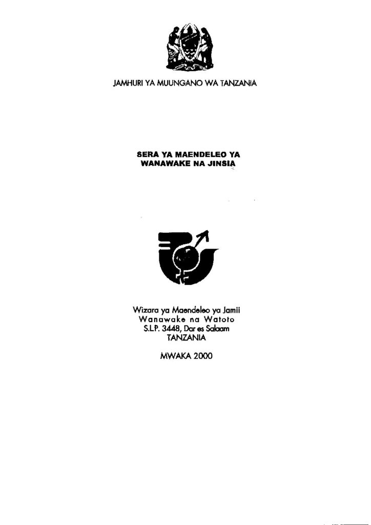 thumbnail of Women and Gender Dev Policy Tanzania 2000