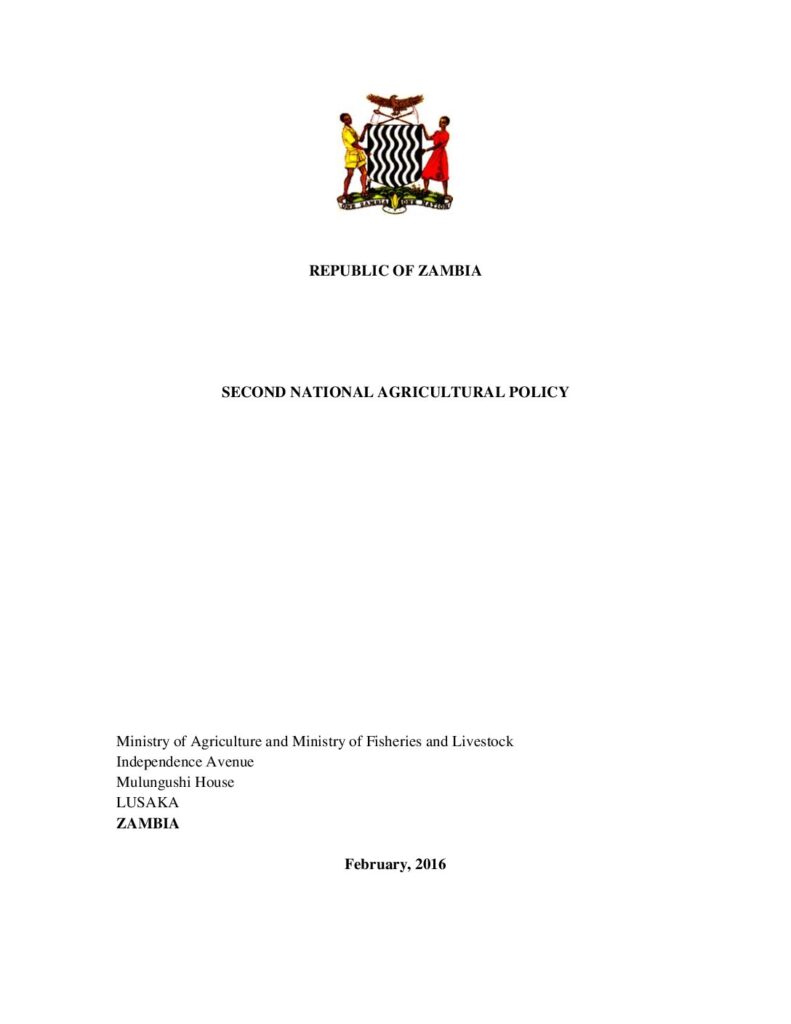 thumbnail of Zambia Second National Agricultural Policy